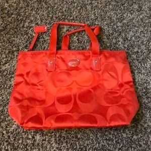 Red Coach Purse With Wristlet